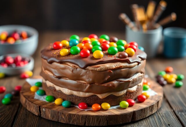 Blitzschnelle Kinder SchokoBon Torte ohne backen