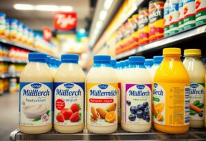 Müllermilch Sorten und Geschmacksrichtungen im Kühlregal