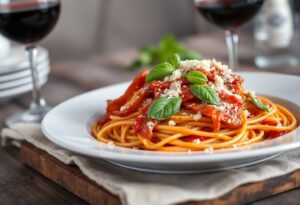 Spaghetti Amatriciana – Pasta aus dem Kochbuch von Jamie Oliver.