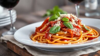 Spaghetti Amatriciana - Pasta aus dem Kochbuch von Jamie Oliver.