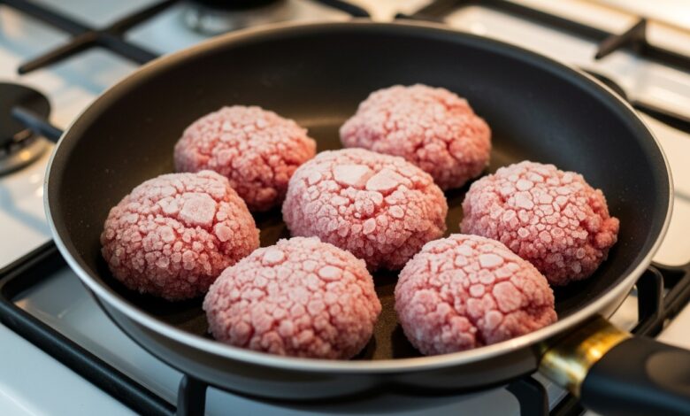 Gefrorenes Hackfleisch braten