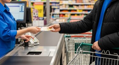 Bargeld ohne Einkauf im Supermarkt